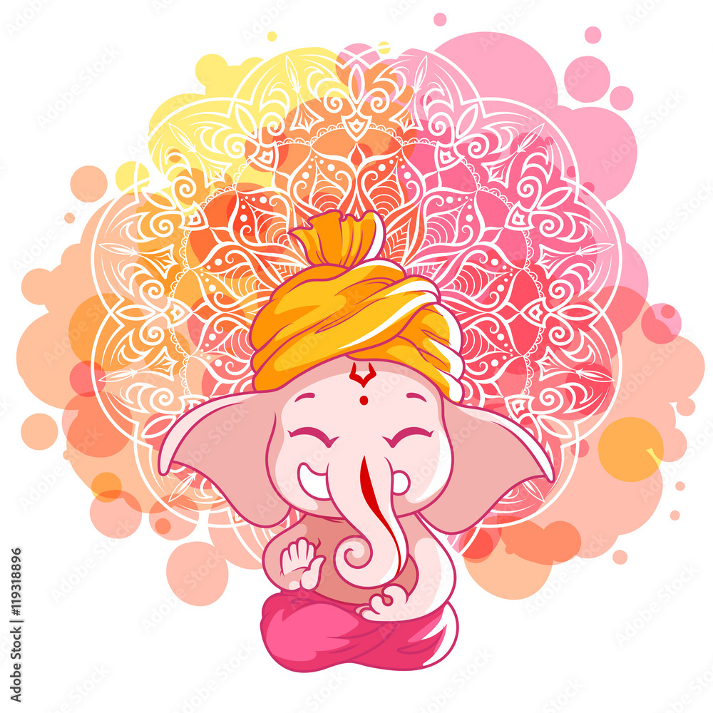 Greeting card for Ganesh birthday - obrazy, fototapety, plakaty 