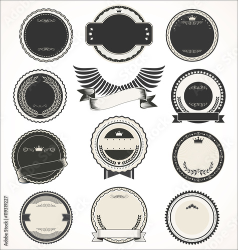 Blank retro vintage badges and labels collection vector 