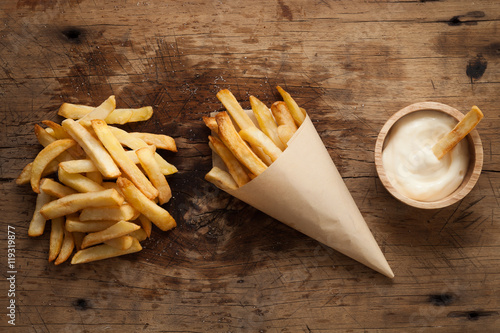 Wallpaper Mural fries french sour cream still life flat lay Torontodigital.ca