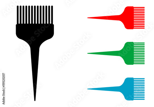 Icono plano peine para tinte varios colores