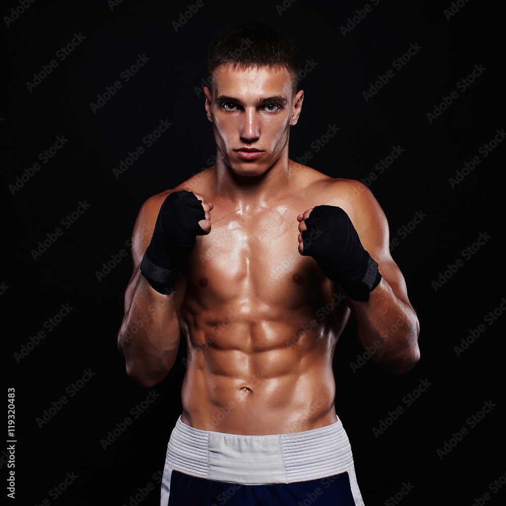 brutal strong boxer man