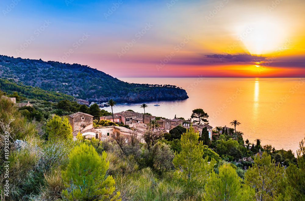 Picturesque village at the seaside of Majorca Spain