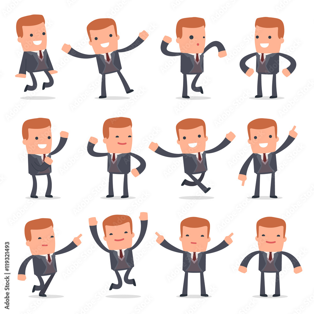 Set of Laughing and Joyful Character Rich man in celebrates and Set of Laughing and Joyful Character Rich man in celebrates and