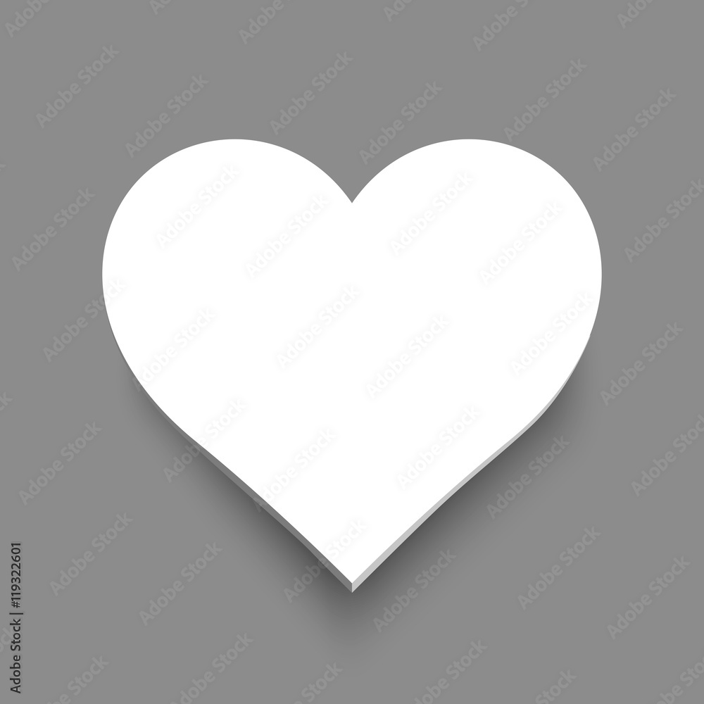 Beautiful white heart origami paper with shadow on a gray background. Eps 10