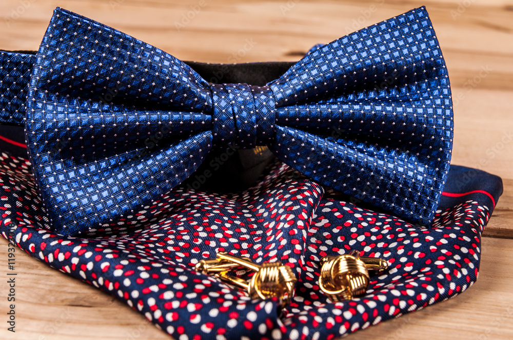 Accessories: butterfly, ties, cufflinks, for a classic suit Accessories: butterfly, ties, cufflinks, for a classic suit