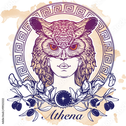 Athena sketch isolated on grunge background