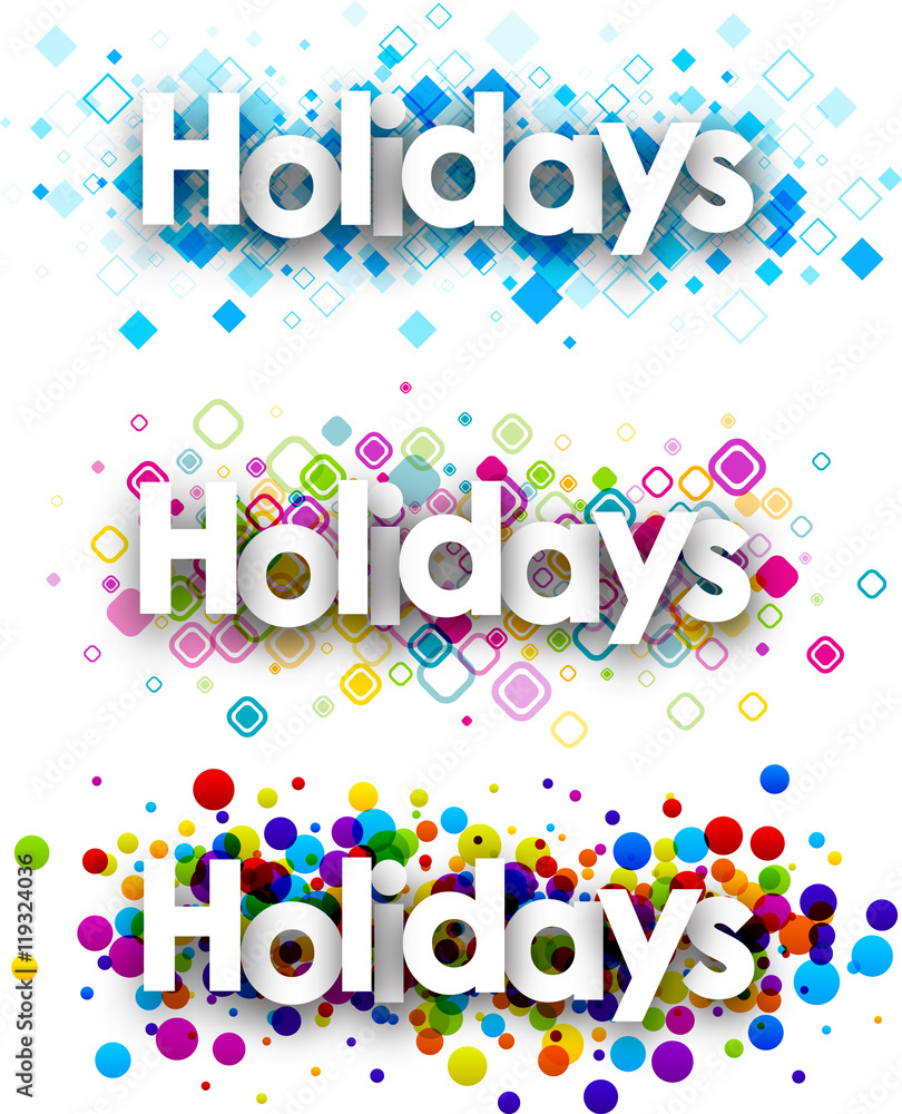 Holidays colour banners set.