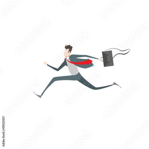 Businessman run to success on isolated background. Concept business and sport illustration. Cartoon character vector