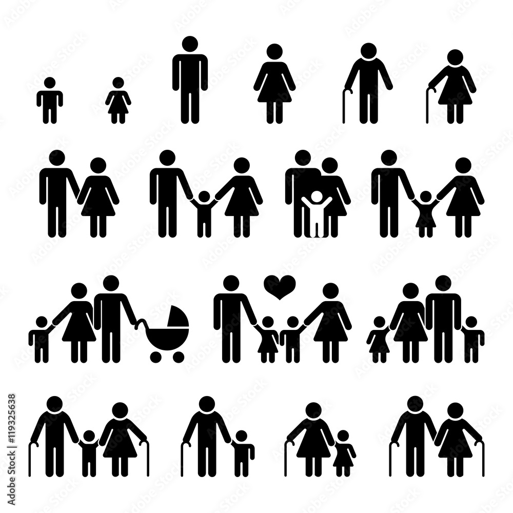 Family and people vector icons Family and people vector icons