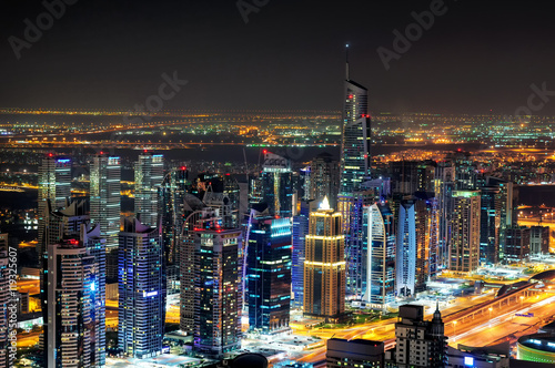 Photography Majestic colorful dubai marina skyline during night