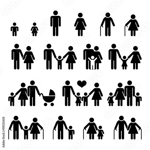 Family and people vector icons