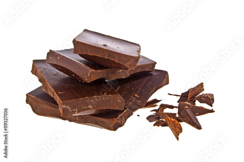 Chocolate bars stack isolated on white background