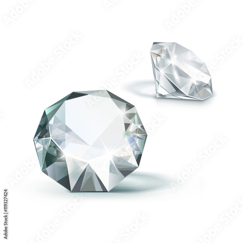 Vector White Shiny Clear Diamonds on Background