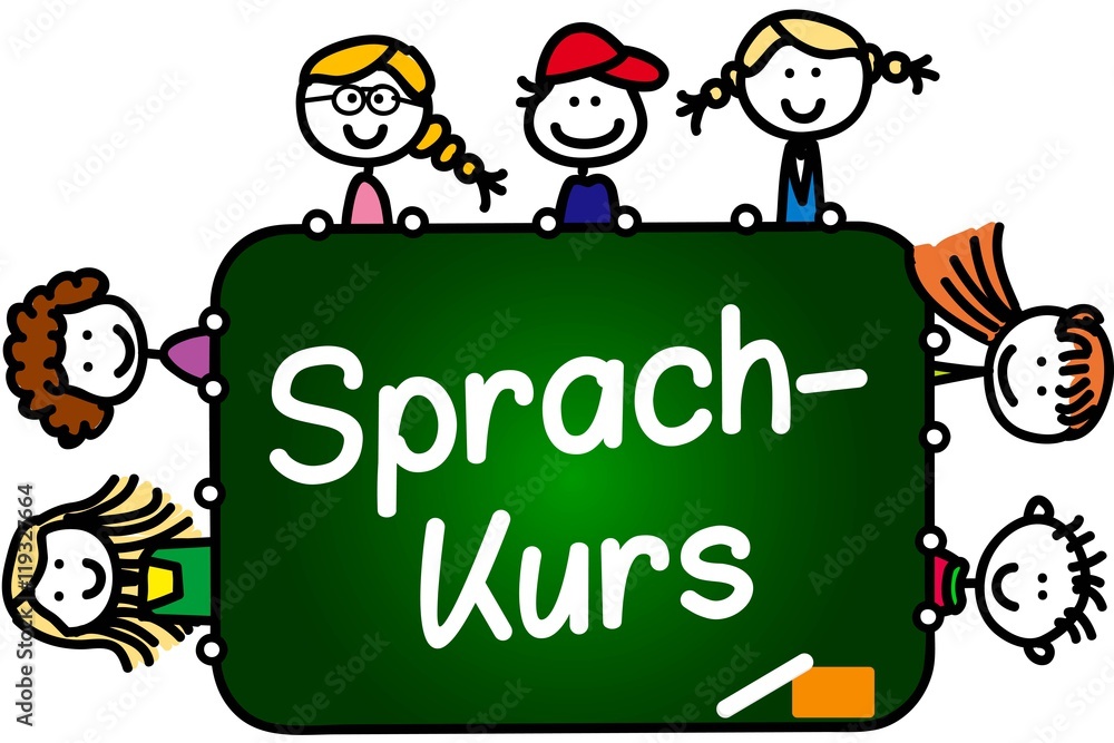 Sprachkurs Deutsch Für Ausländer Kostenlos Sprachkurs Stock-Vektorgrafik | Adobe Stock