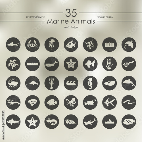 Set of marine animals icons