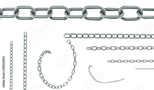 Seamless chains isolated on white background for continuous repl photo