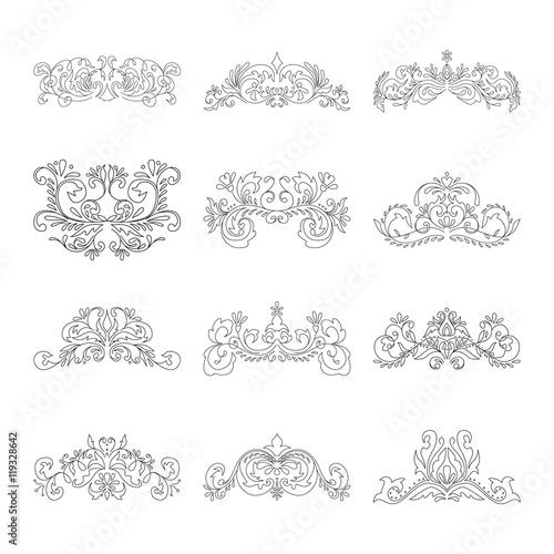 Floral decorative design element collection vintage style