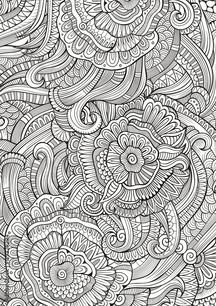 Fototapeta premium Abstract sketchy decorative doodles hand drawn ethnic pattern