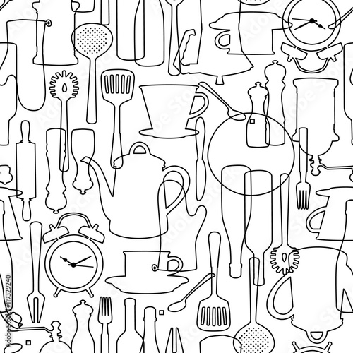 食器類のイラストパターン,