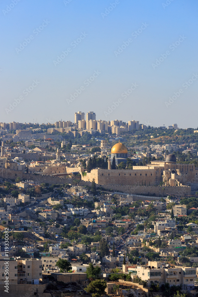 The Temple mount with Wailing Wall and Al-Aqsa in Jerusalem