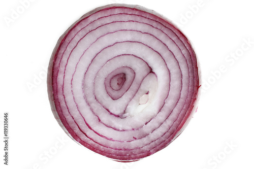 Sliced onion on white background isolated