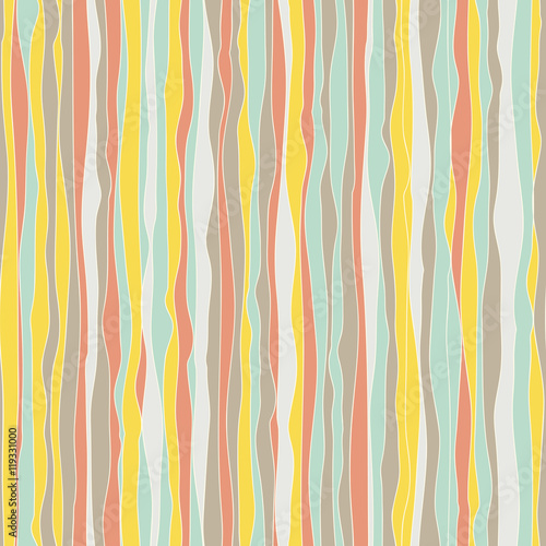 Wavy lines and ribbons. Seamless pattern. Abstract background. Vertical colorful backdrop. Endless texture. For decoration or web page bg.