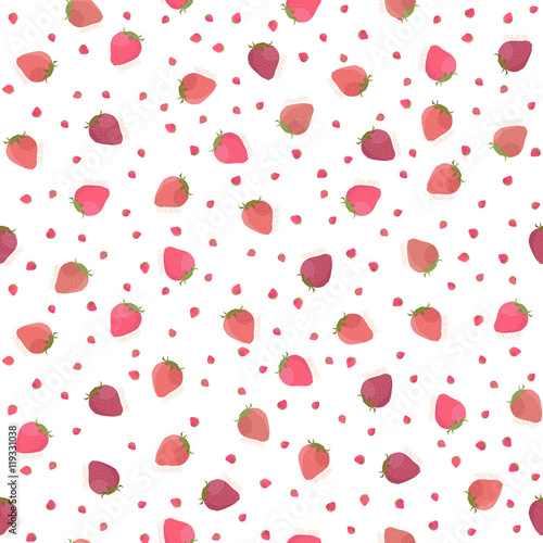 Abstract berry texture. Seamless pattern. Fruit background. Red and pink strawberries. Summer harvest endless backdrop. Dessert template. For wallpaper, pattern fills, web site background.