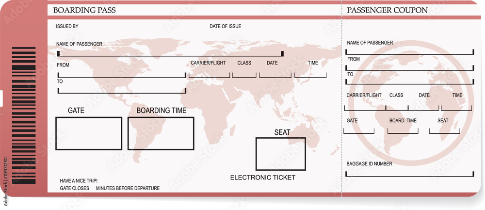 Vector illustration of pattern of a boarding pass or air ticket Stock ...