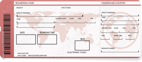 Vector illustration of pattern of a boarding pass or air ticket