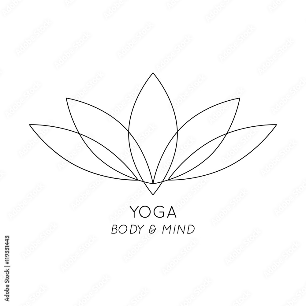 Yoga Body and Mind, isolated Lotus logo