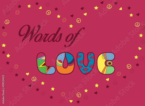 Words of Love. Unusual artistic font