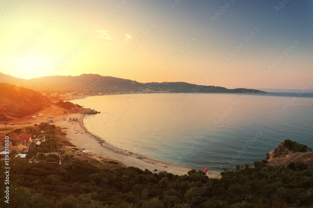 Fototapeta premium Sunset beach in Greece