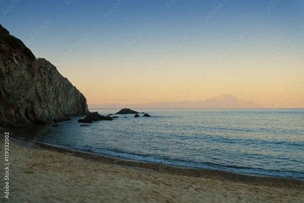 Beautiful sunset beach photo in Greece Chalkidiki Sarti Beautiful sunset beach photo in Greece Chalkidiki Sarti