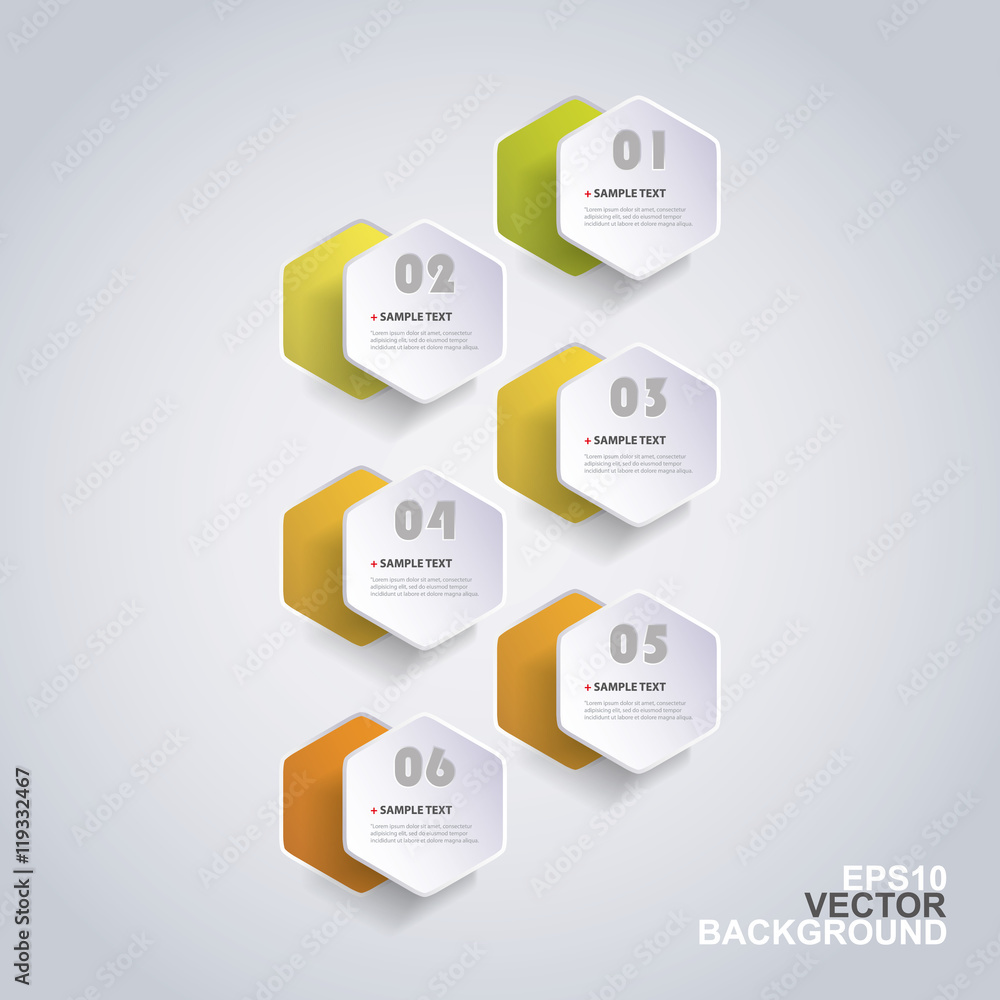 Colorful Paper Cut Infographics Design - Rounded Hexagons