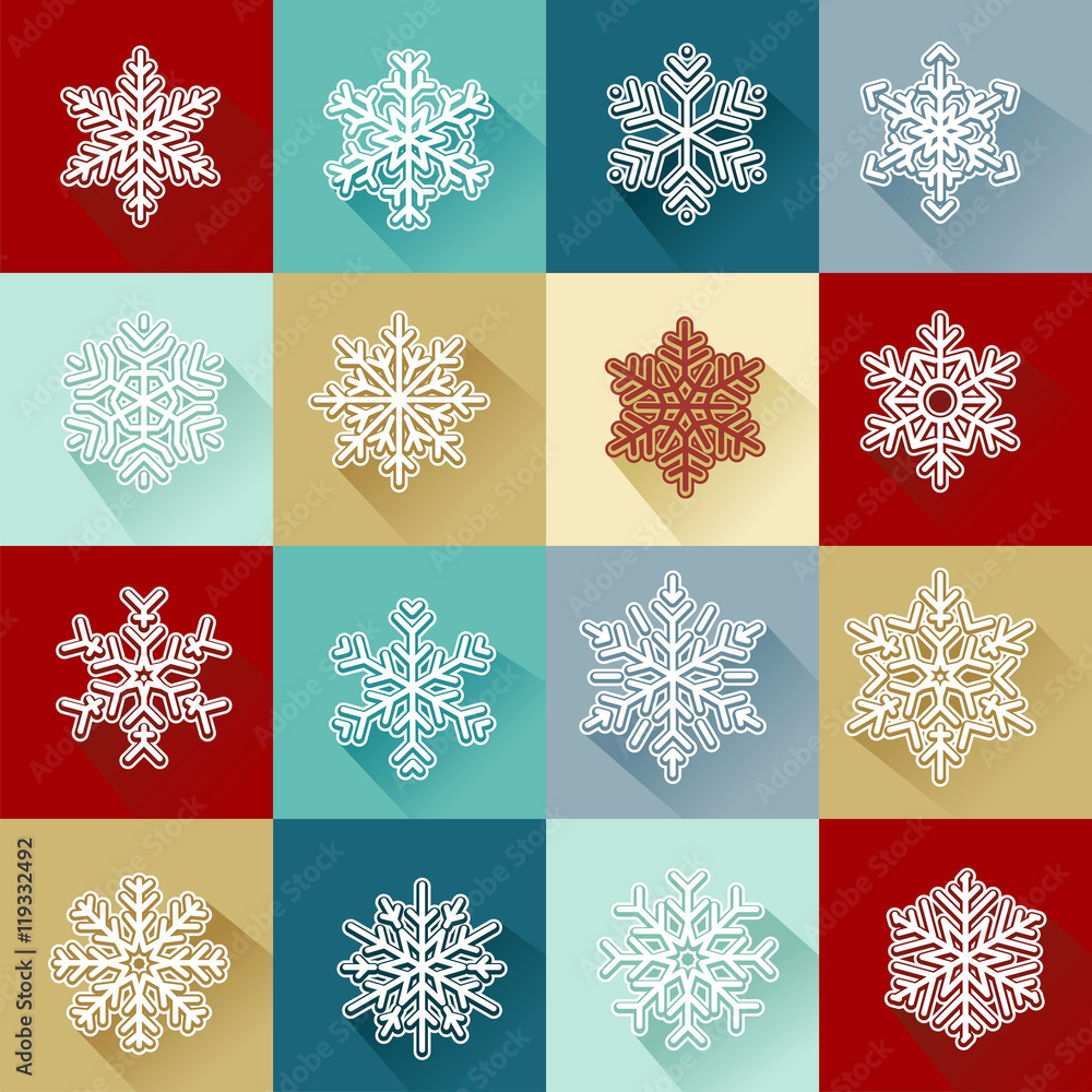 Vector set of simple bright snowflakes Vector set of simple bright snowflakes