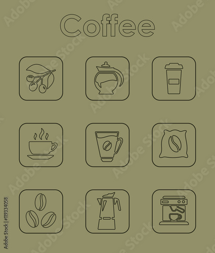 Set of coffee simple icons