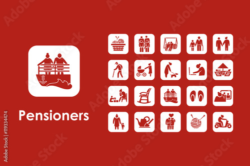 Set of pensioners simple icons