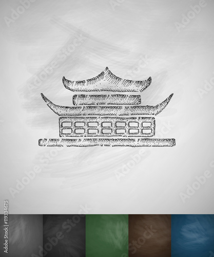 fanza icon. Hand drawn vector illustration