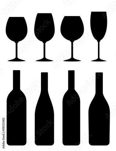 bottle and glass icon set