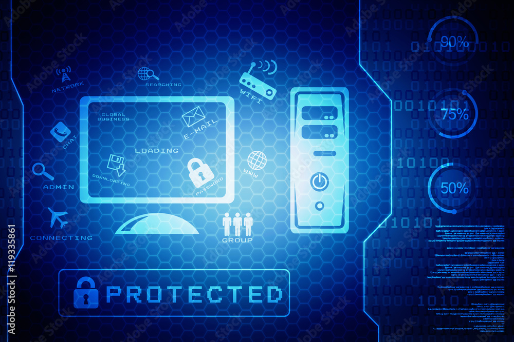 Security concept: Lock on digital screen, contrast, 3d render Security concept: Lock on digital screen, contrast, 3d render
