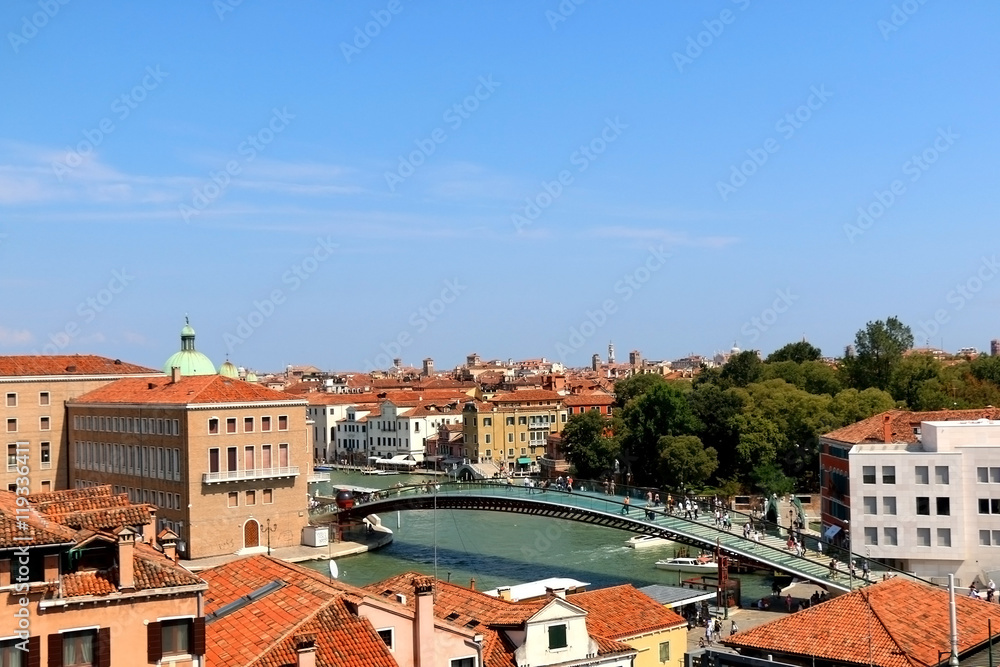 Constitution Bridge and Santa Croce district in Venice, Italy. 