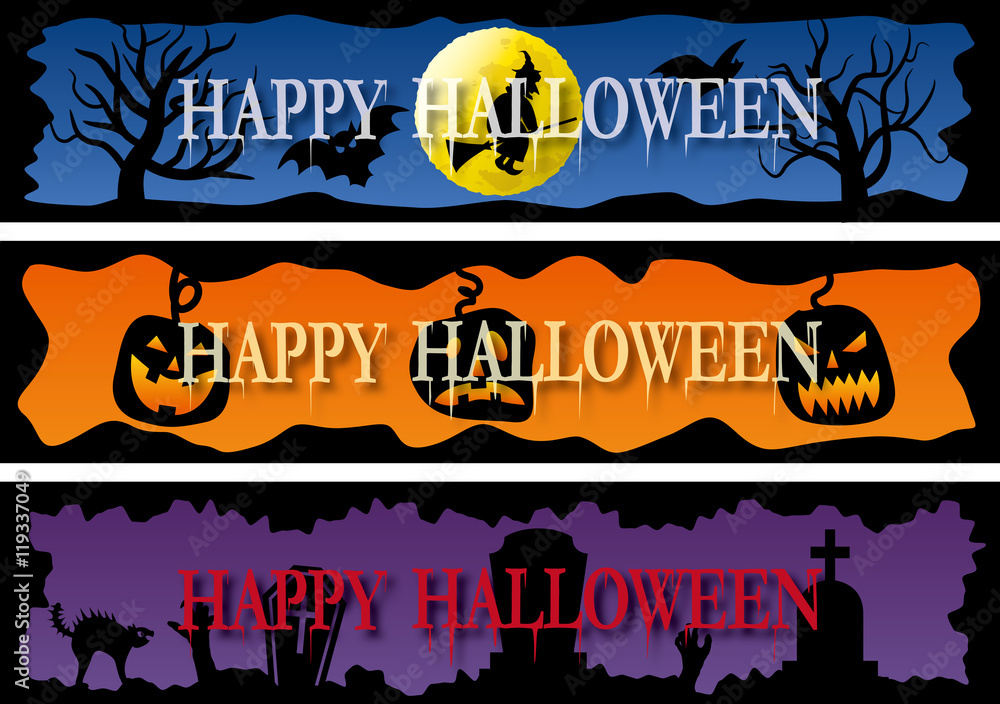 ハッピーハロウィン バナー素材セット Stock Vector Adobe Stock ハッピーハロウィン バナー素材セット Stock Vector Adobe Stock