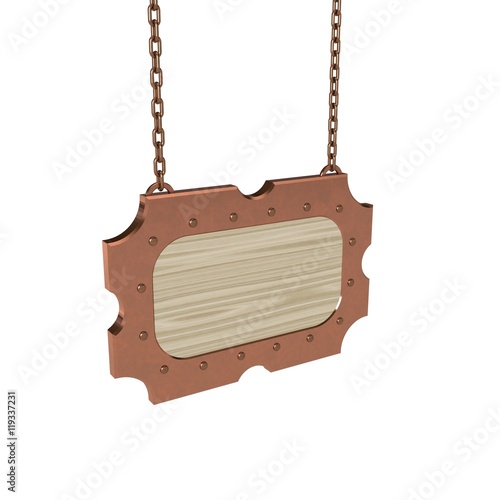 Blank wooden signboard with...