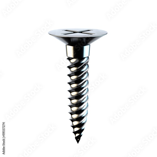 Metallic screw. 3D renderin...