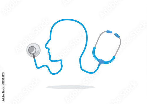 Stethoscope and human head logo. Ideal for logo and icon about medical.