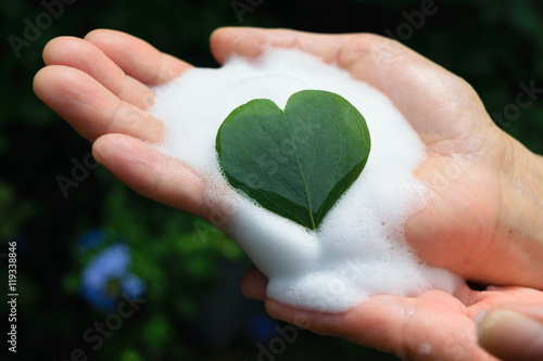natural foam on the hand