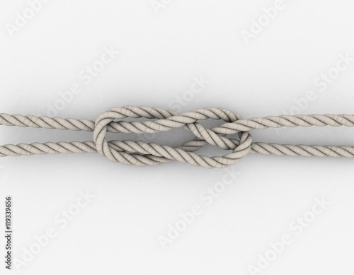 Rope Sheet Bend.Isolated on white background.