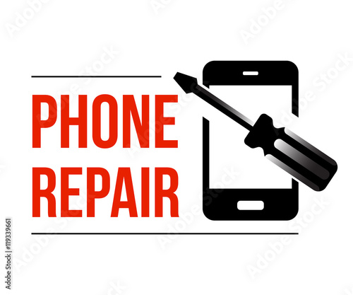 phone repair text with abstract phone and screwdriver