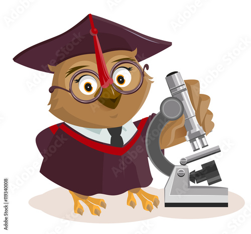 Owl teacher and microscope