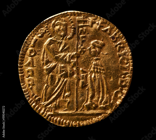 Obraz na płótnie Gold coin of medieval Venice, ducat w salonie